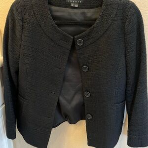 Theory Black Textured Round-Neck Blazer